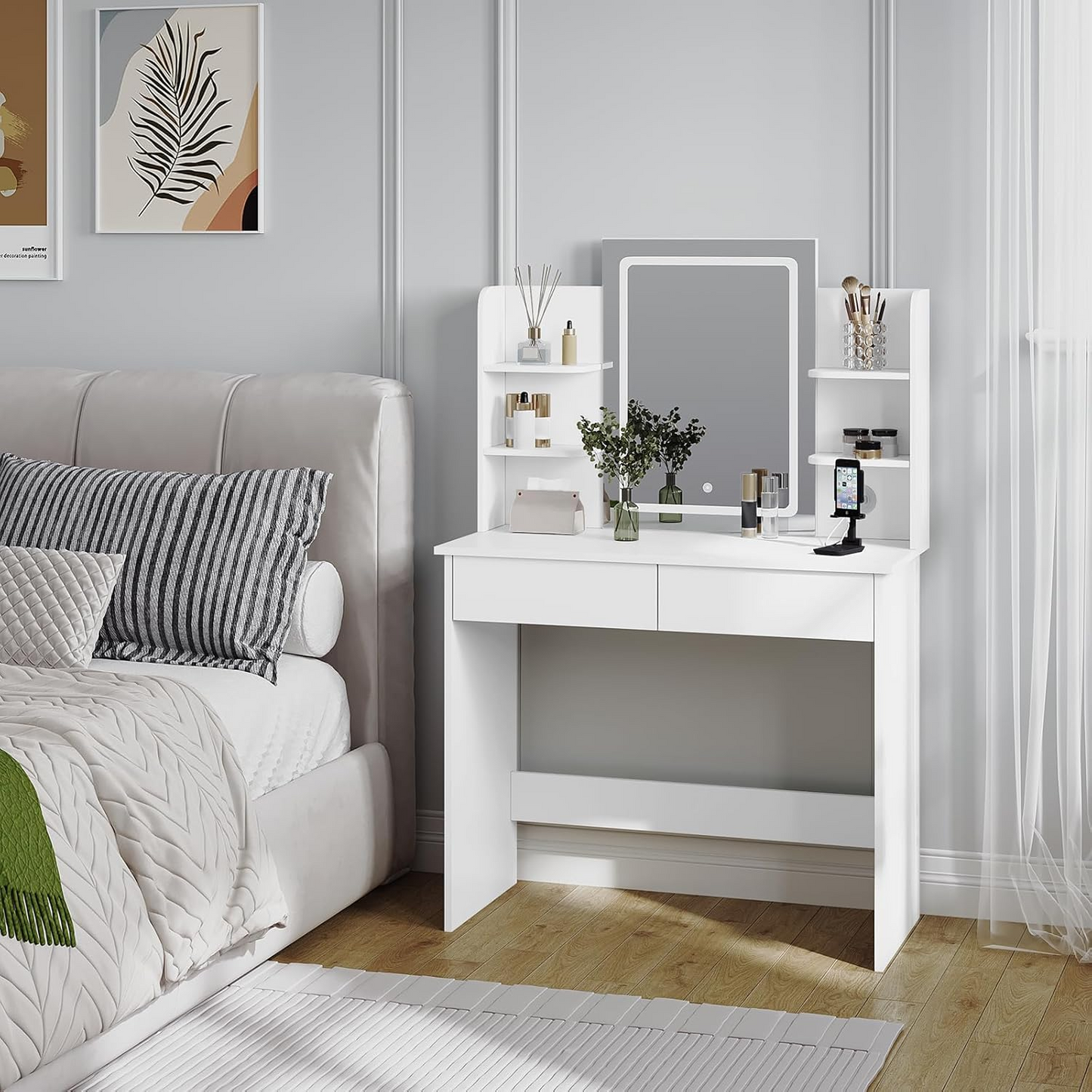 Vanity Desk with LED Mirror
