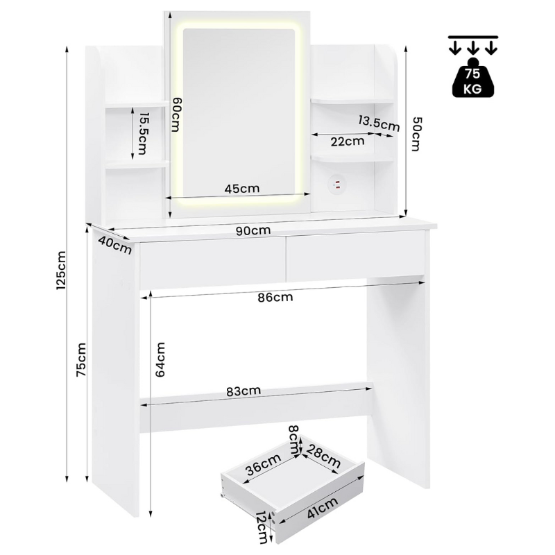 Vanity Desk with LED Mirror