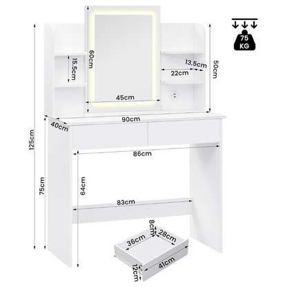 Vanity Desk with LED Mirror